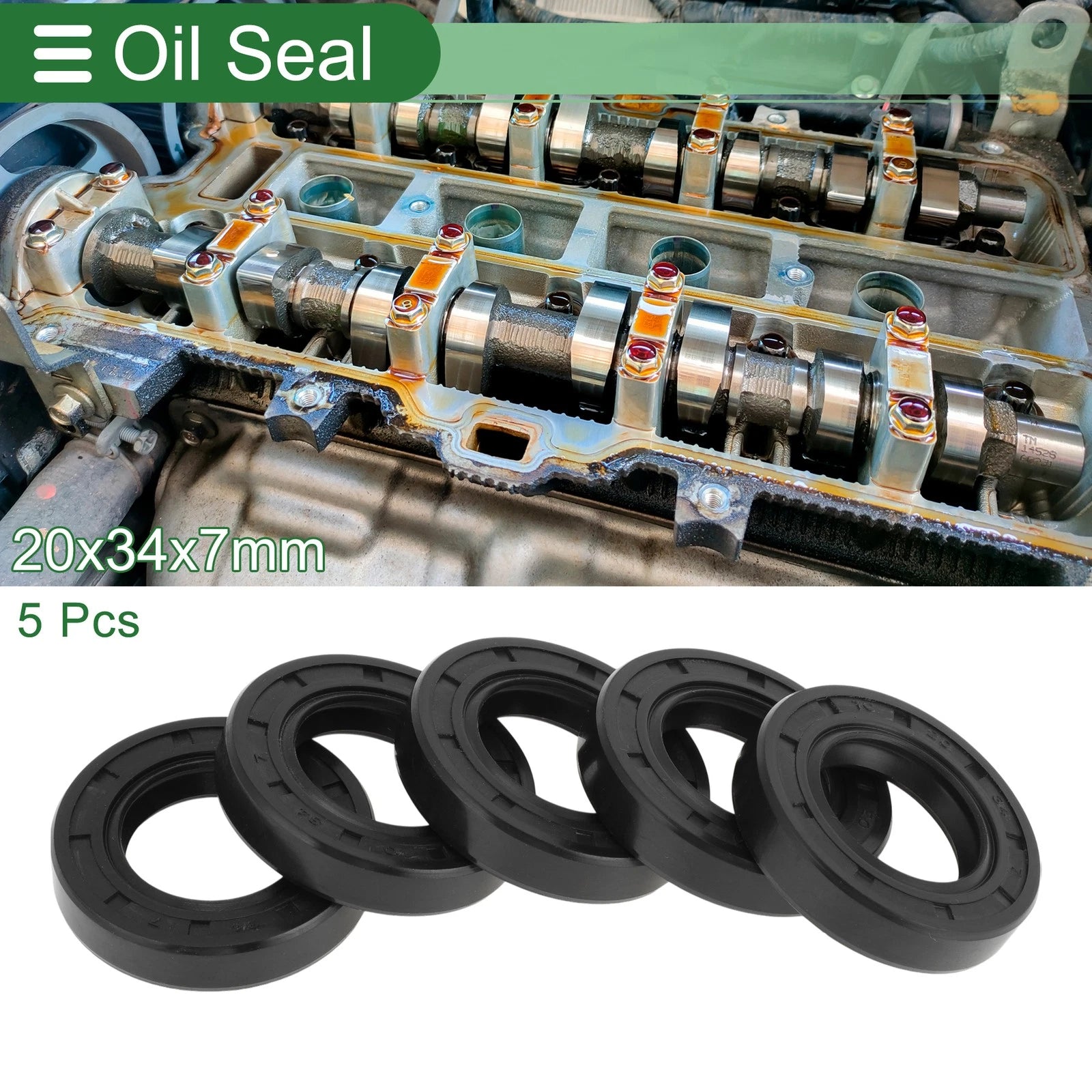 Set of 5 Oil Seal Rotary Shaft Seal NBR Rubber 20x34x7mm