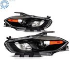 Headlight Set for Dodge Dart (2013-2016) Halogen Projector Black Housing