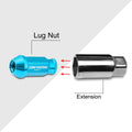 20Pc M12X1.5 Sky Blue JDM Open-End Acorn Wheel Lug Nuts + Extension 25mmx50mm