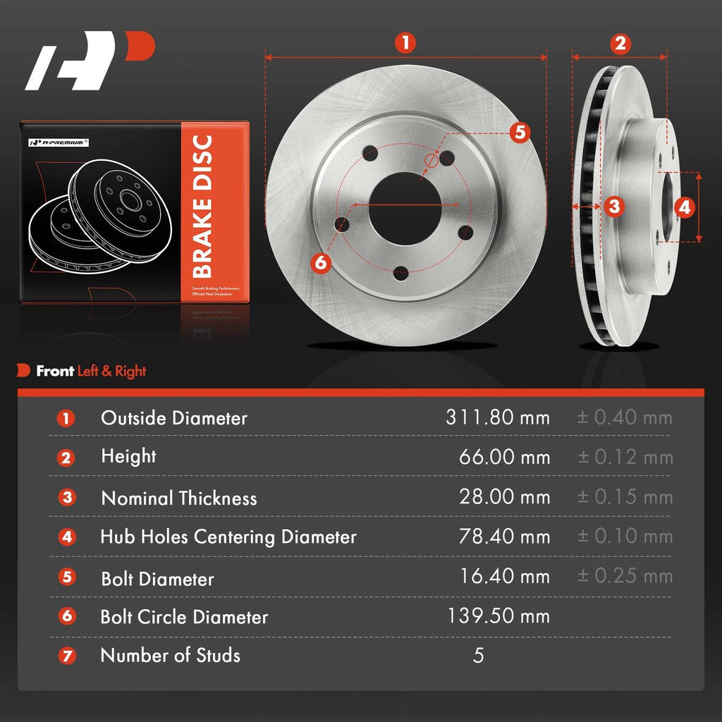 Front Side Disc Brake Rotors for Dodge Ram Dakota (2005-2010)