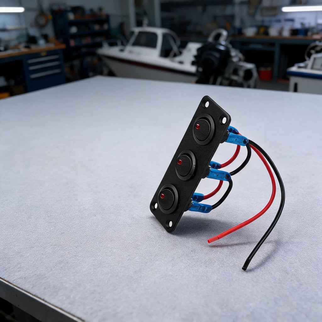 3 Gang Lighted Rocker Switch with Mounting Screws for Cars