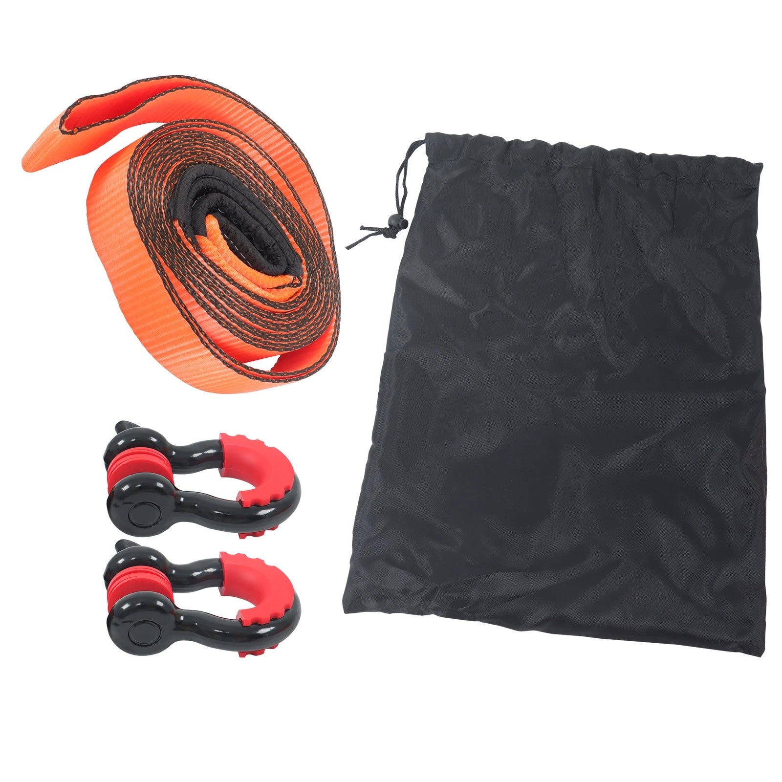 3" x 30' Recovery Tow Strap for Universal Use with 2 Anti-Theft D-Ring Shackles