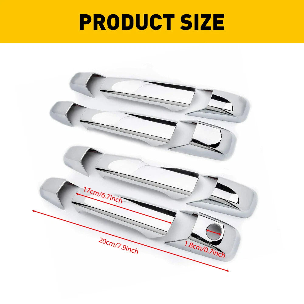Set of 4 Chrome Door Handle Covers for Chevy Silverado GMC Sierra 1500 2500 3500 (2007–2013)