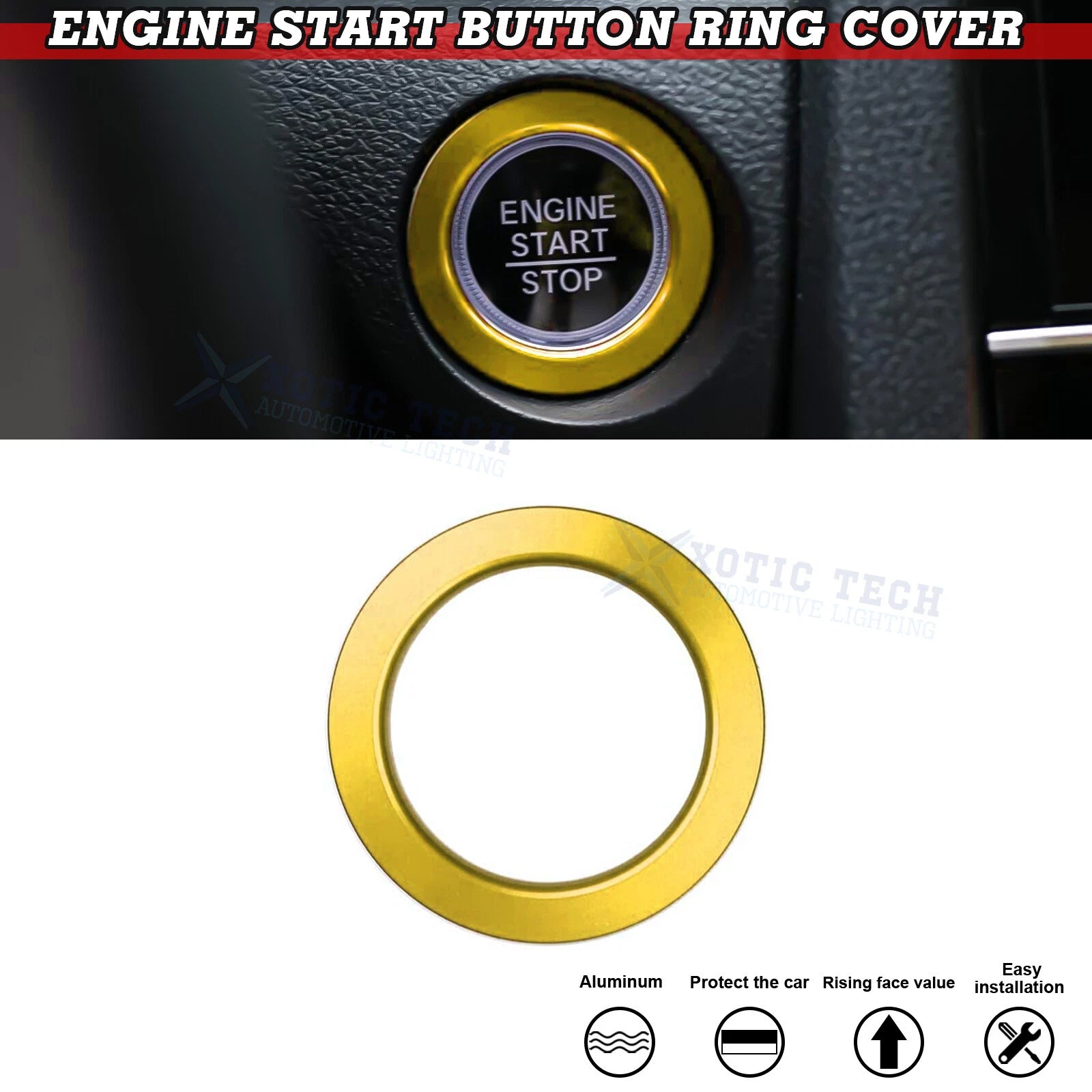 Ignition Start Stop Button Ticker Ring Cover for Honda Civic Accord (2016–2021)