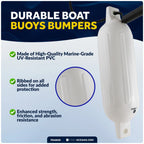 2-Pack Twin Eye Ribbed Boat Fenders 6.5 x 23-Inch, White