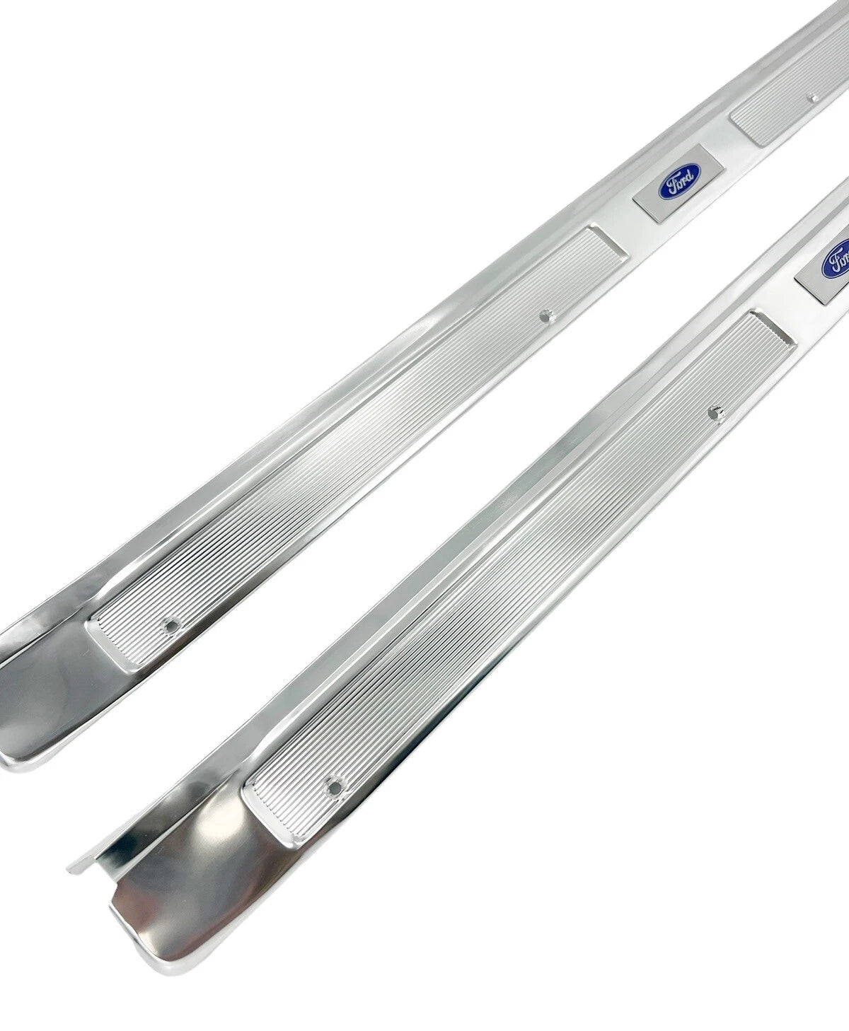 Door Sill Scuff Plates with Blue Decals for 1969–1970 Ford Mustang