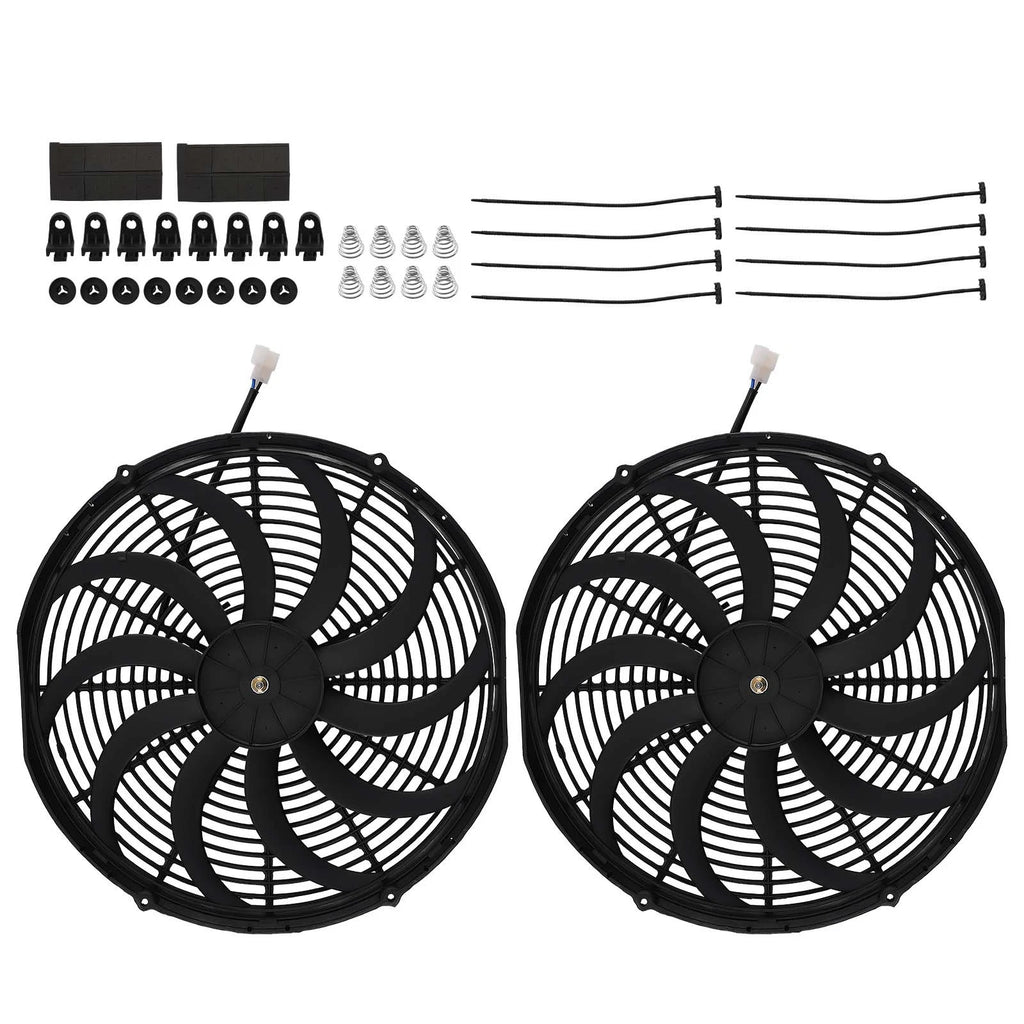 2X 16 Inch Electric Radiator Slim Fan for Universal Fitment (12V 120W)