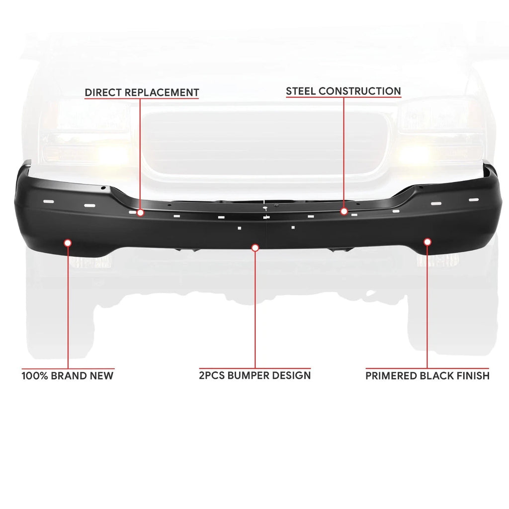 Black Steel Front Bumper for GMC Sierra 1500 2500 HD Yukon (1999–2006)