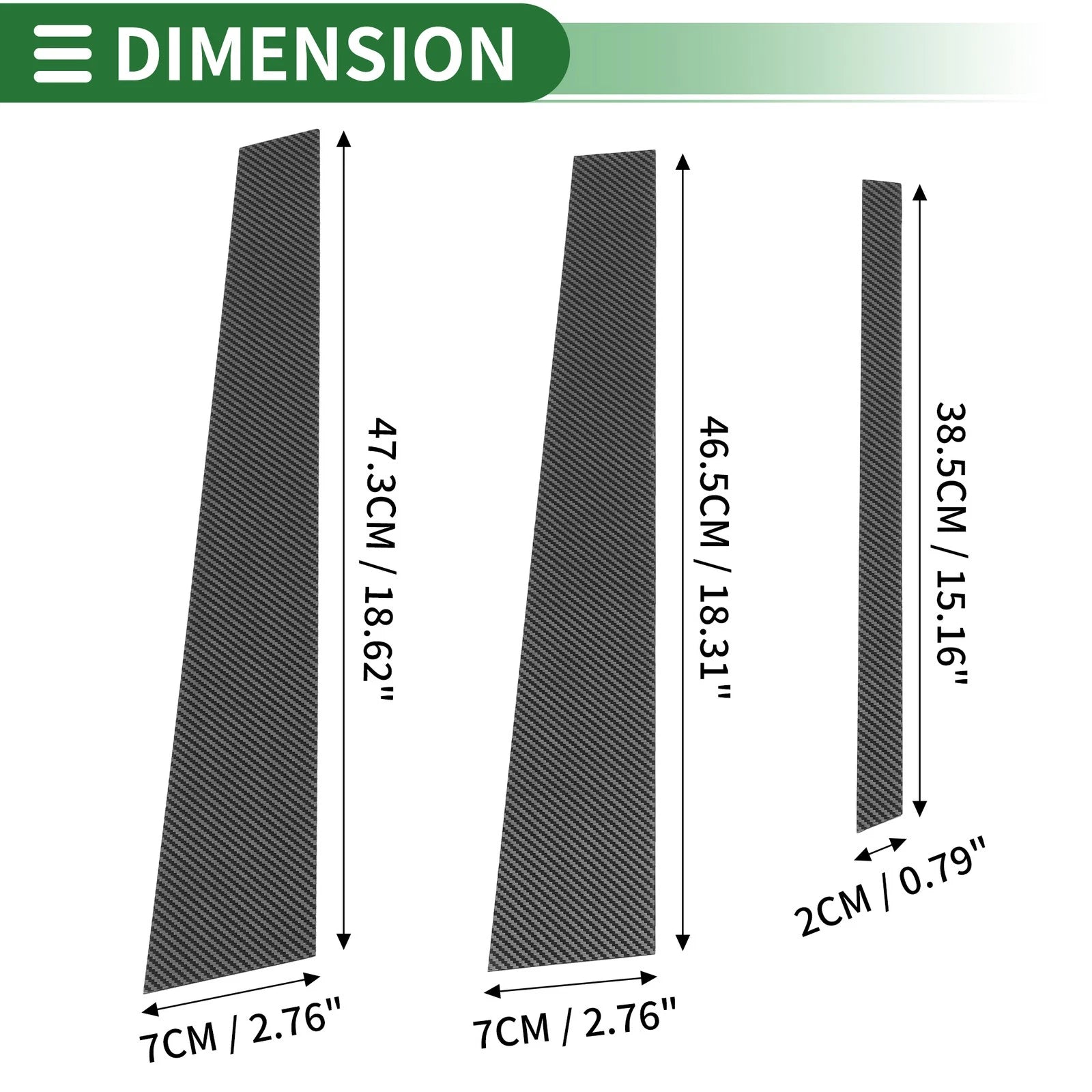 Set of 6 Door Pillar Window Trim for Lexus LS (2001–2006) Black Carbon Fiber