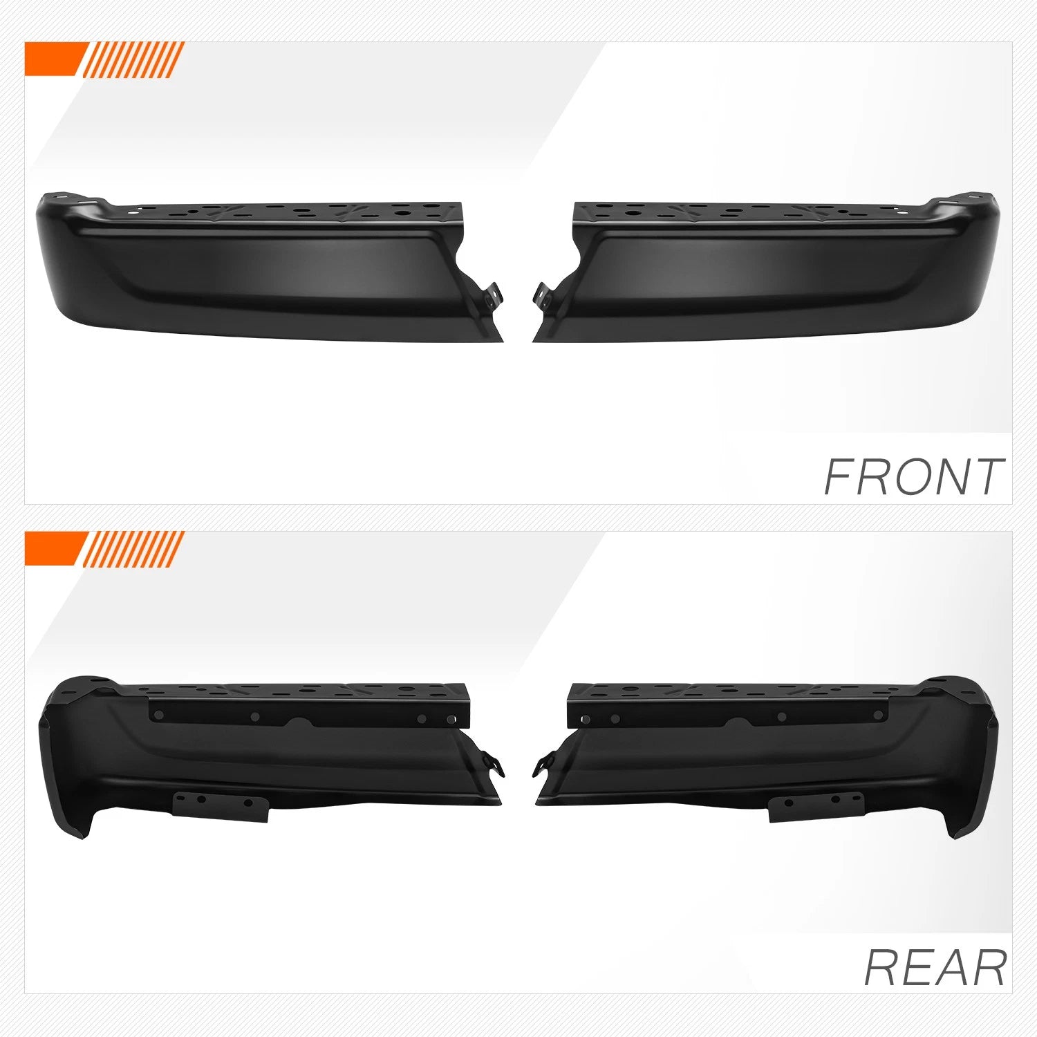 Rear Bumper End Cap for Ford F-150 (2021–2024) Primed Black Steel w/o Sensor Holes