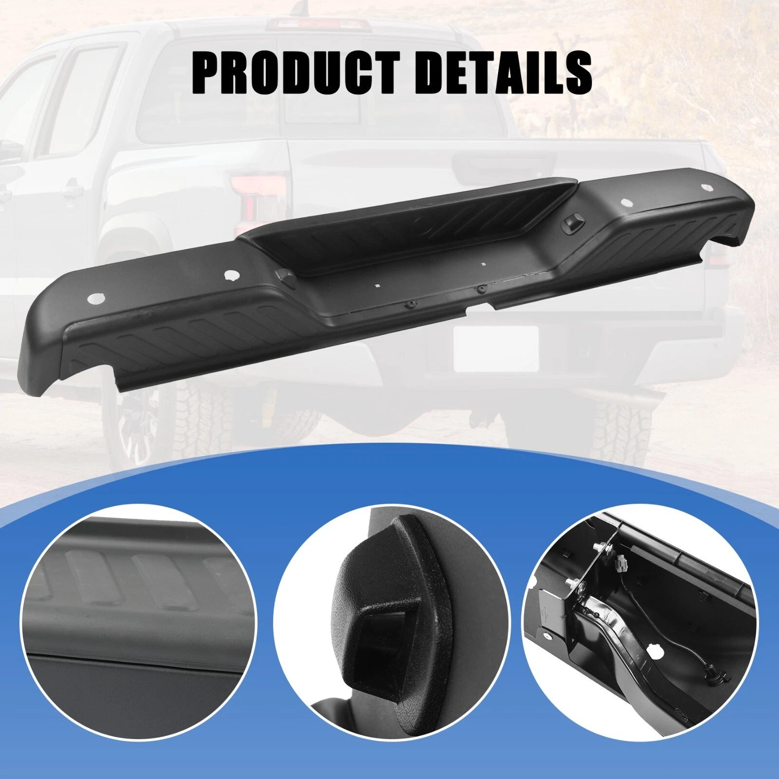 Rear Step Bumper Assembly for Nissan Frontier (2005–2021) Steel with Sensor Holes