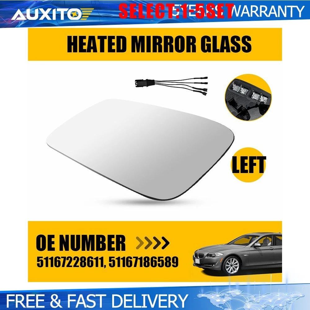 Left Side Driver Heated Mirror Glass for BMW 750i 750Li 750i xDrive (2010–2013)