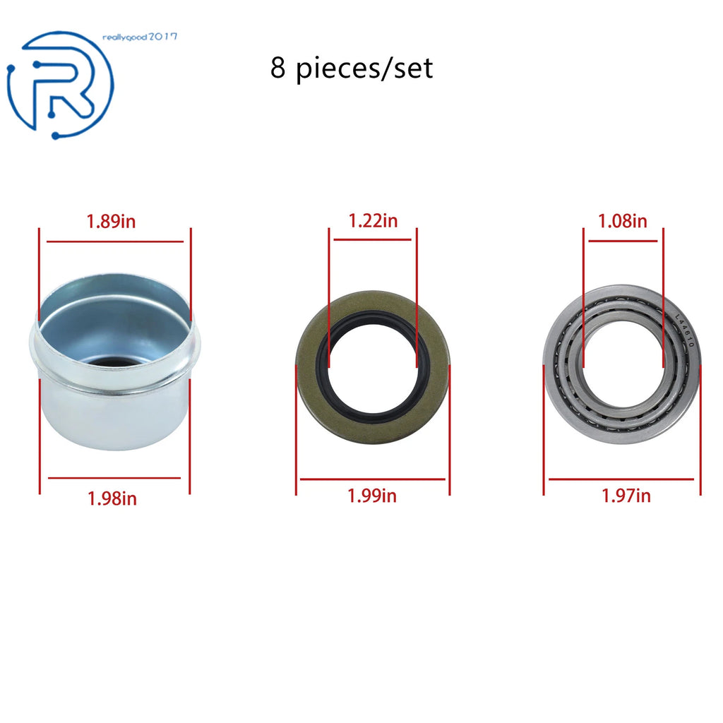 Set of 2 Trailer Wheel Hub Bearings for Axles 2000 lbs (1-1/16")