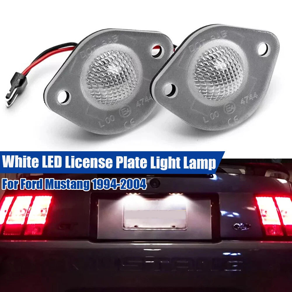 2Pcs White LED License Plate Lights for Ford Mustang (1994–2004)