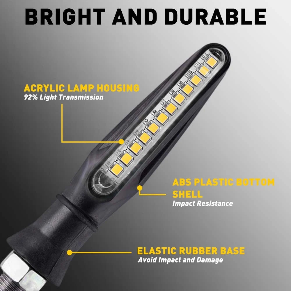 4X Sequential LED Turn Signal Indicator Lights for Motorcycle