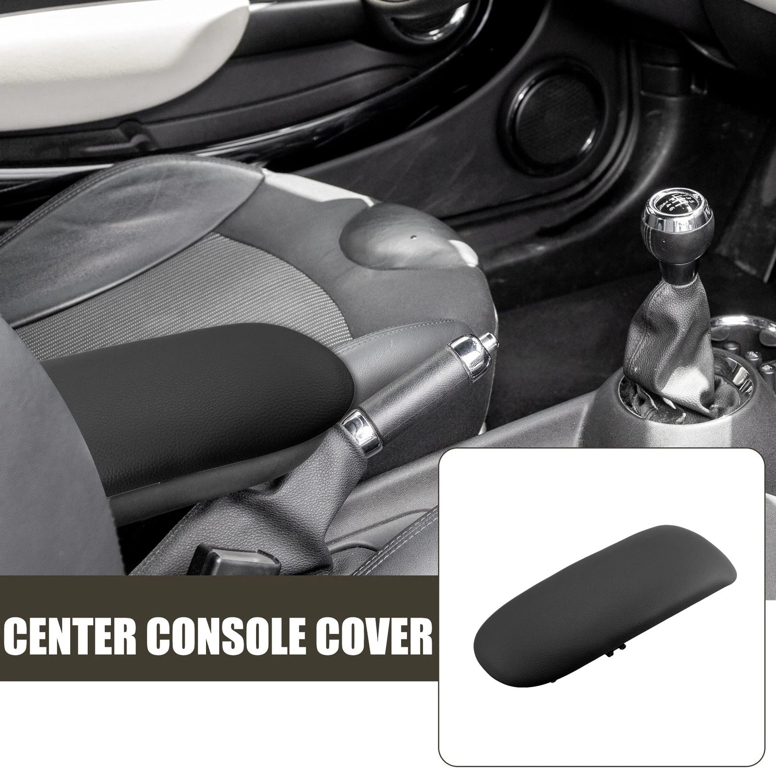 Center Console Armrest Cover for Mini Cooper (2002–2008) Faux Leather Black