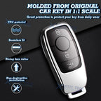 Soft TPU Smart Key Fob Cover with Button for Mercedes-Benz A B (2014-2019)