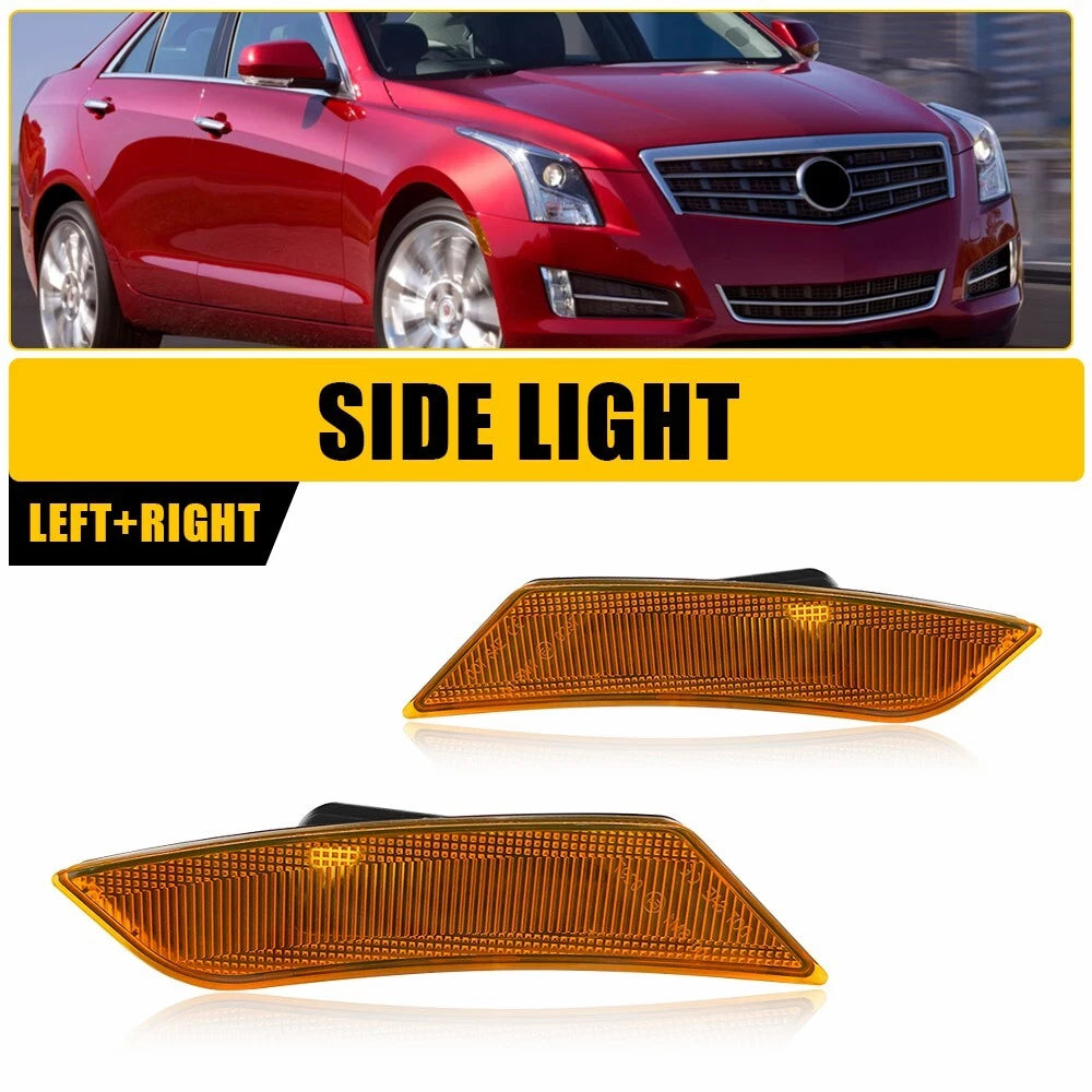 2X Amber Lens Side Marker Light Cover for Cadillac XTS (2013–2017)
