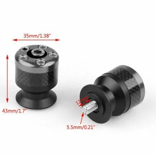 CNC Carbon Fiber Swingarm Sliders Spools for Universal Motorcycle (6mm)