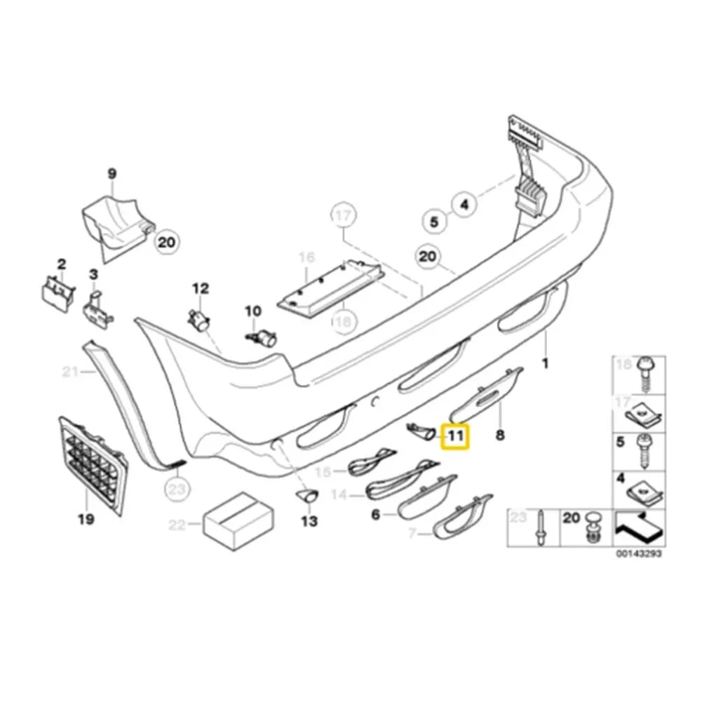 1x Rear Pdc Parking Sensor Outer Cover Trim for BMW E53 (2000–2006)