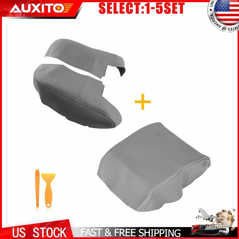 Set of 2 Gray Leather Door Panel Armrest Covers for Honda Ridgeline (2006–2014)