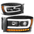 LED DRL Sequential Signal Projector Headlight Lamps for Ram 1500 (2006–2009)