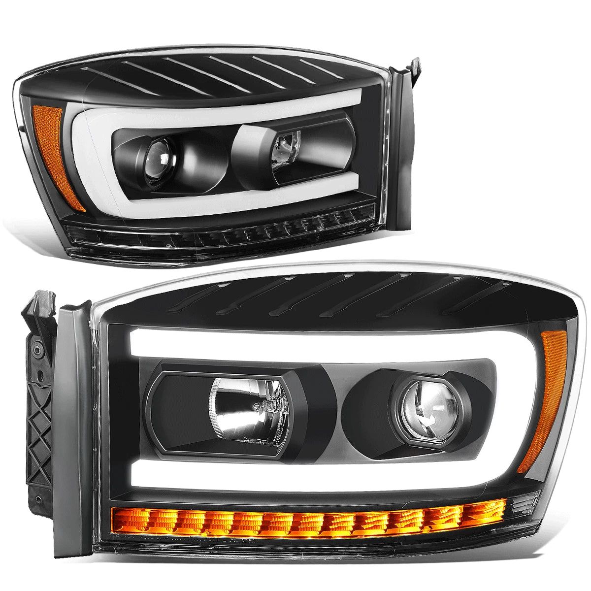 LED DRL Sequential Signal Projector Headlight Lamps for Ram 1500 (2006–2009)