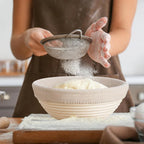 Round Bread Proofing Basket + Cloth Cover for Artisan Sourdough 23x8cm