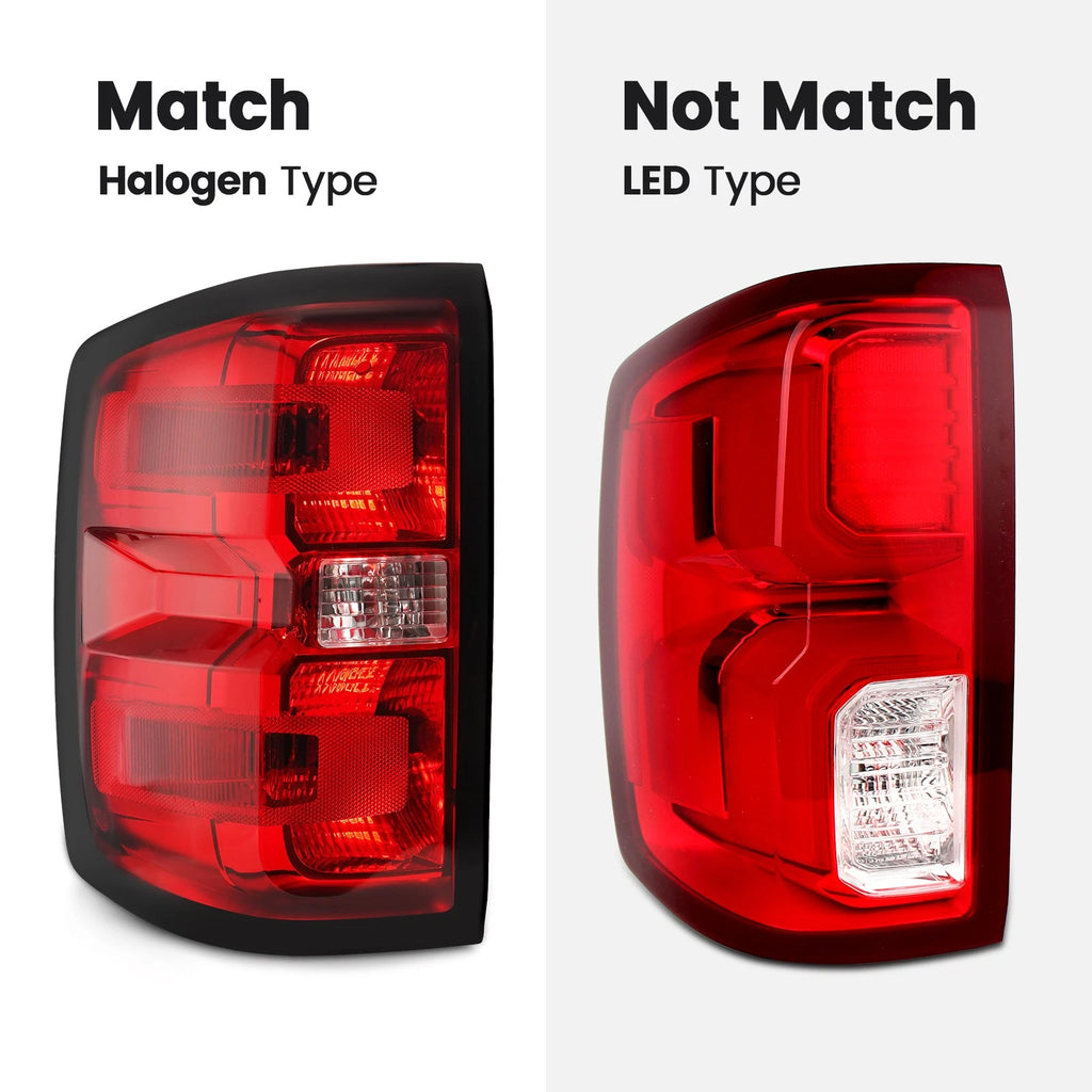 Halogen Taillight with Bulb Left for Chevy Silverado/Sierra 1500 2500 3500 (2014–2019)
