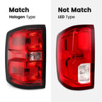 Halogen Taillight with Bulb Left for Chevy Silverado/Sierra 1500 2500 3500 (2014–2019)