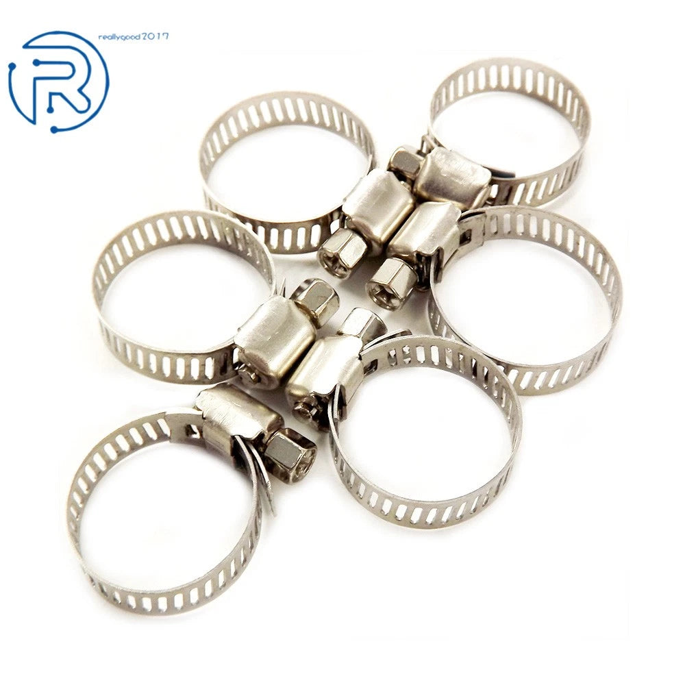15pcs Adjustable Stainless Steel Drive Hose Clamps for Fuel Line (3/4"-1")
