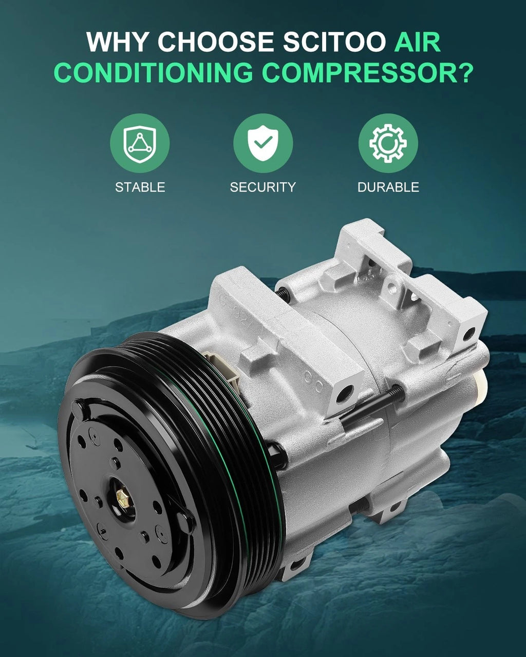 A/C Compressor with Clutch for Ford F-150 F-250 F-350 Bronco F-53 (1990–1995)