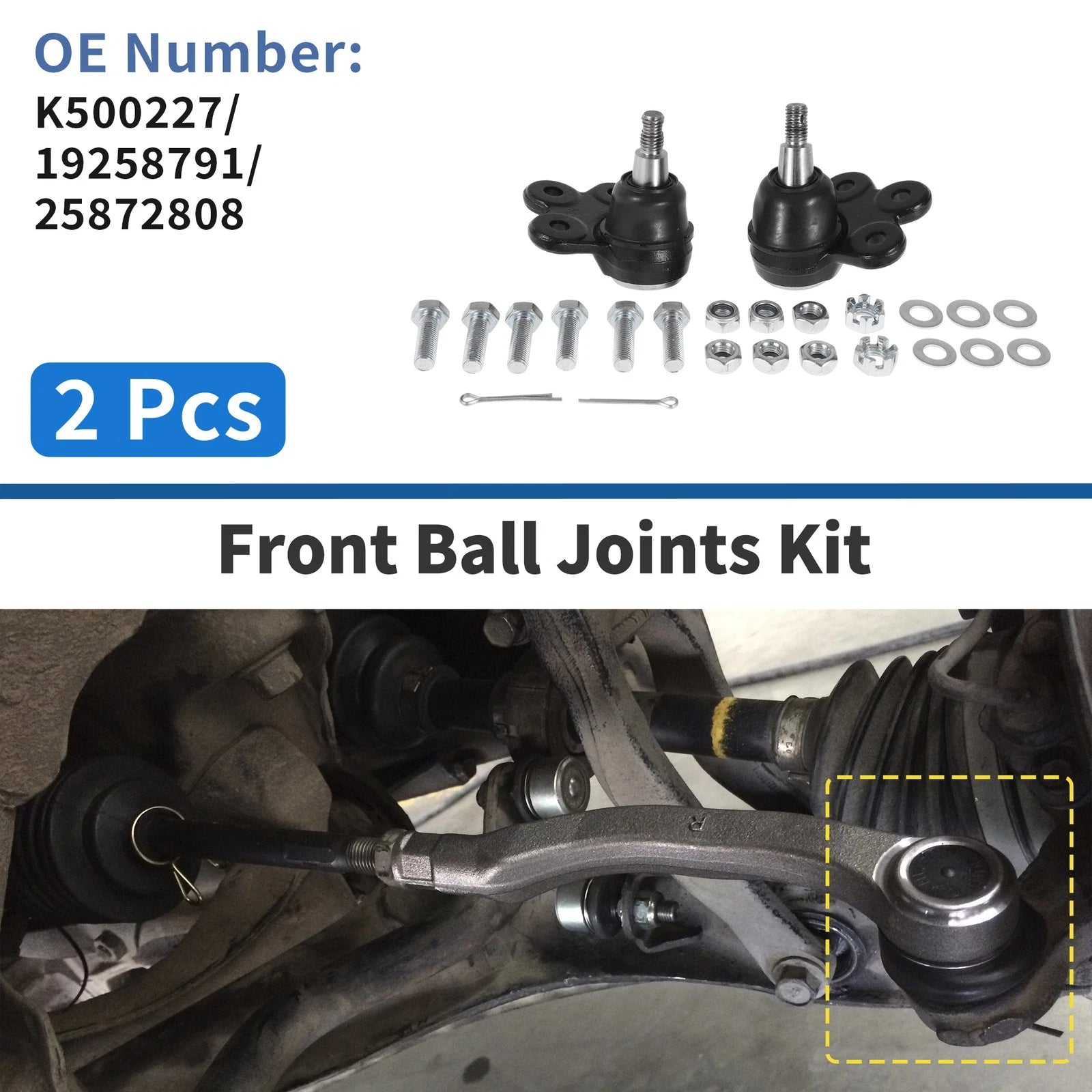 2X Front Lower Ball Joints for Chevrolet Equinox (2010–2017) No.K500227/19258791