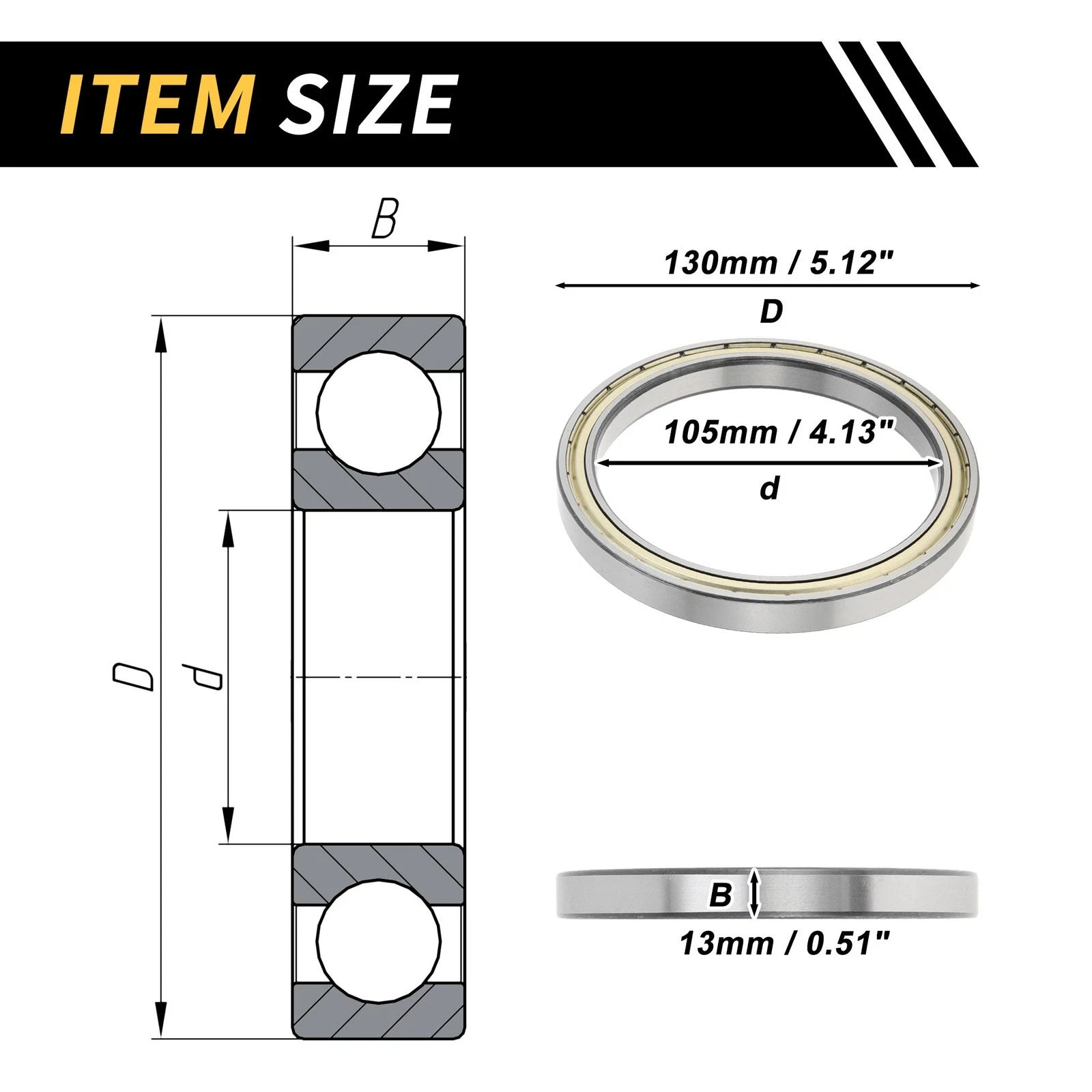 Deep Groove Ball Bearing for Scooter Skateboard Wheel (P5 105x130x13mm)