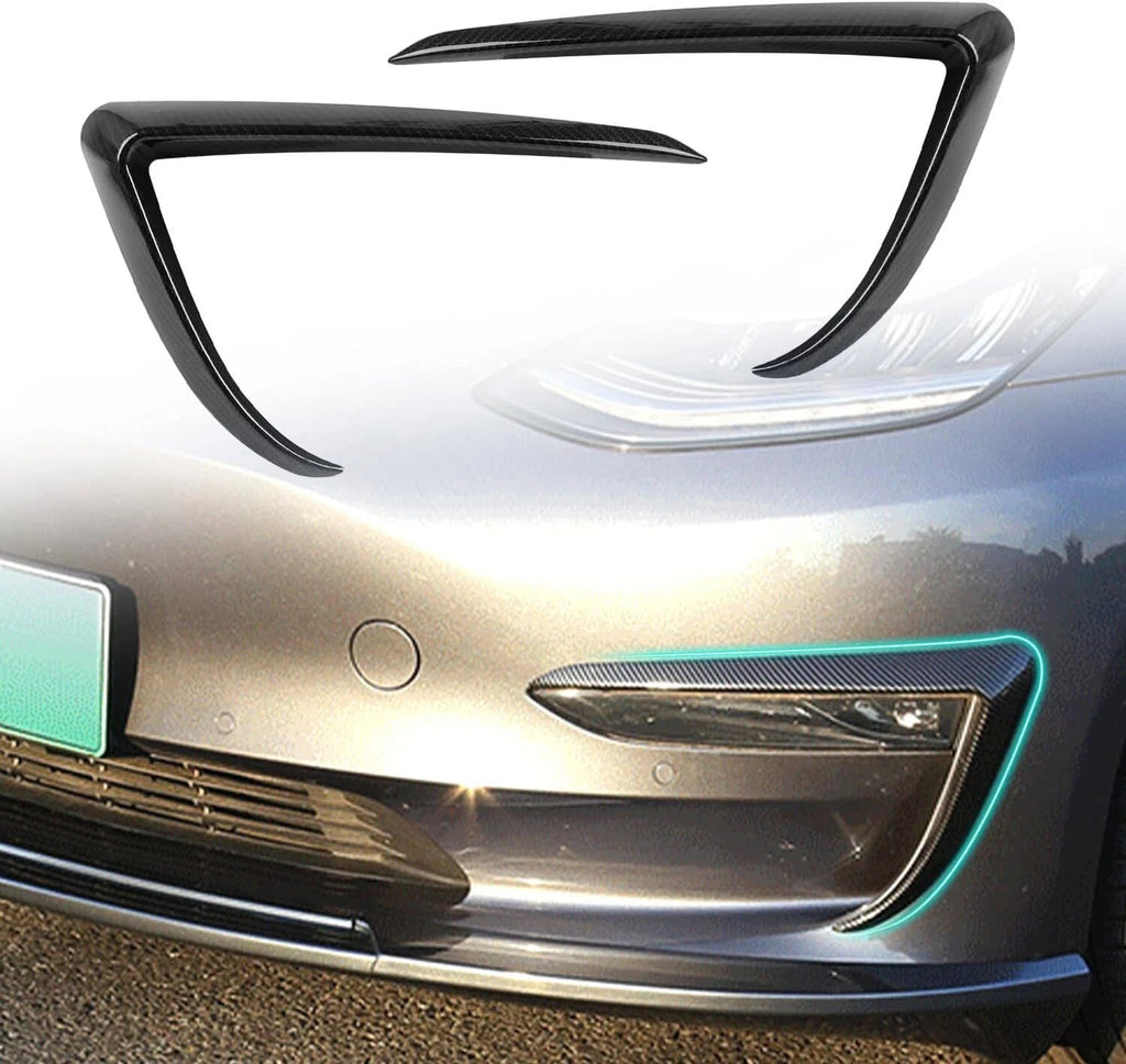 Set of 2 Black Front Fog Light Eyebrow Cover Trim for Tesla Model 3 (2017–2022)