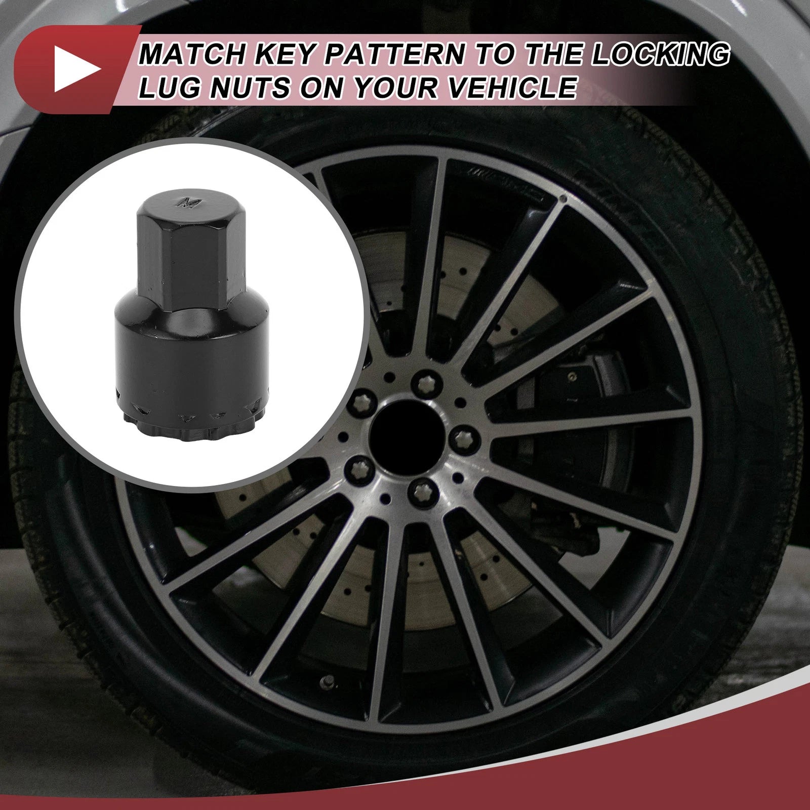 Wheel Lock Lug Nut Type M Anti-theft Key Socket for Mercedes Benz GLE450 GLS350 (2016–2023)
