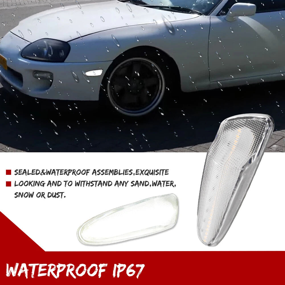 Clear Lens White LED Front Bumper Side Marker Lights for Toyota Celica (2000–2005)