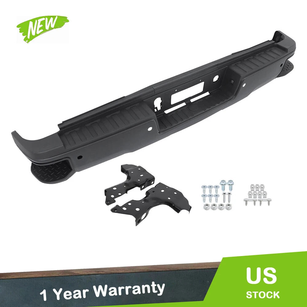 Black Rear Bumper with Sensor Holes for Chevy Silverado 2500 3500 (2015–2019)