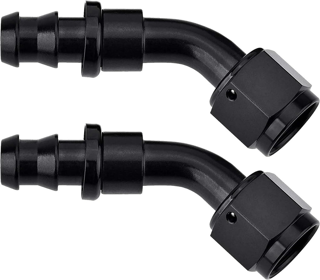 2PC 45-Degree Push-On Lock Hose Adapter for Oil Fuel Gas Line (6AN-10AN)