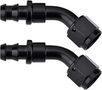 2PC 45-Degree Push-On Lock Hose Adapter for Oil Fuel Gas Line (6AN-10AN)
