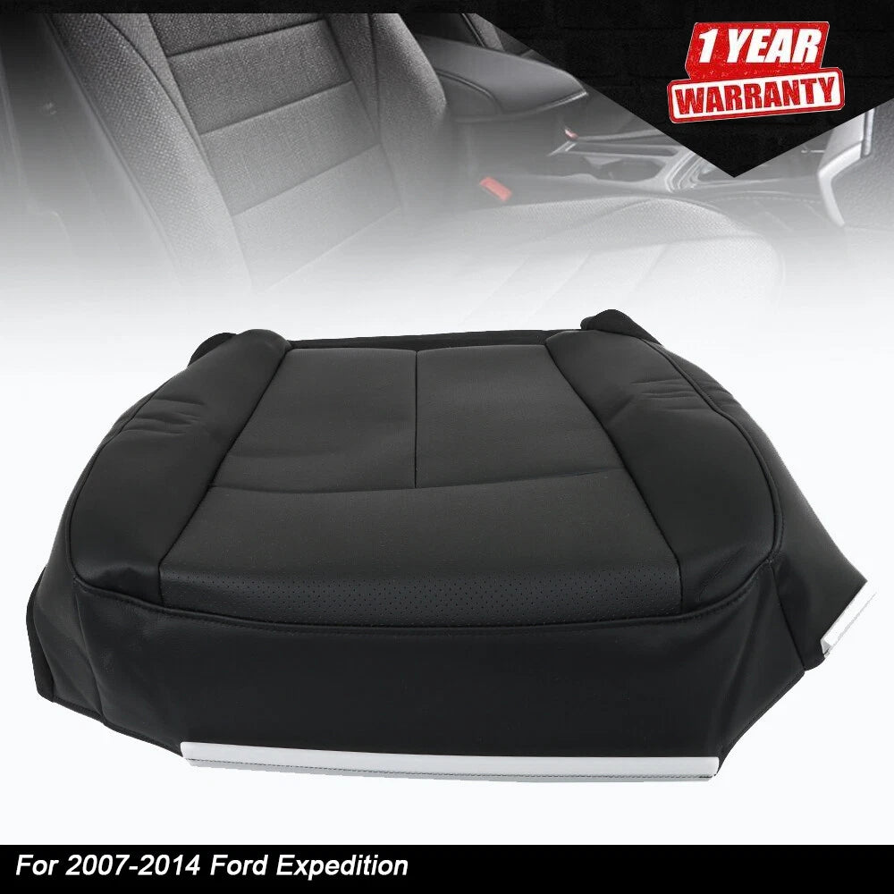 Black Leather Perforated Driver Bottom Seat Cover for Ford Expedition (2007–2014)