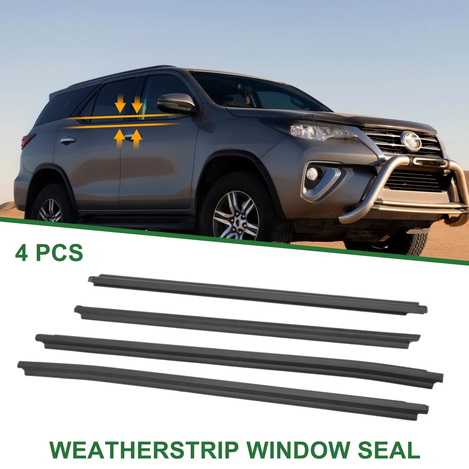 4pcs Weatherstrip Window Seal No. 681620K010 for Toyota Fortuner (2004–2015)