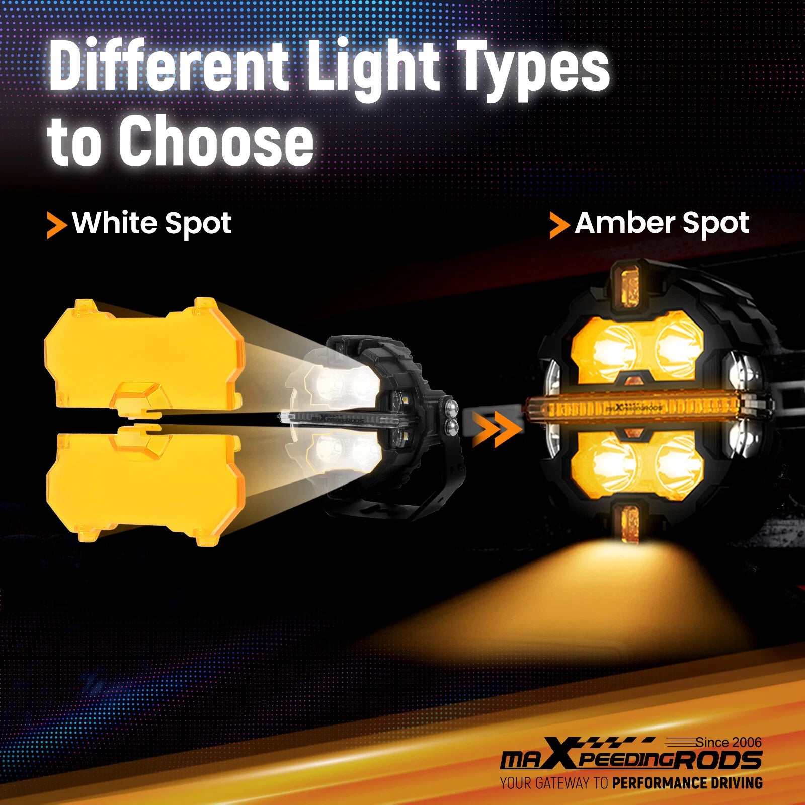 Amber Light Cover for maXpeedingrods 3.5" Round LED Driving Lights (N/A)