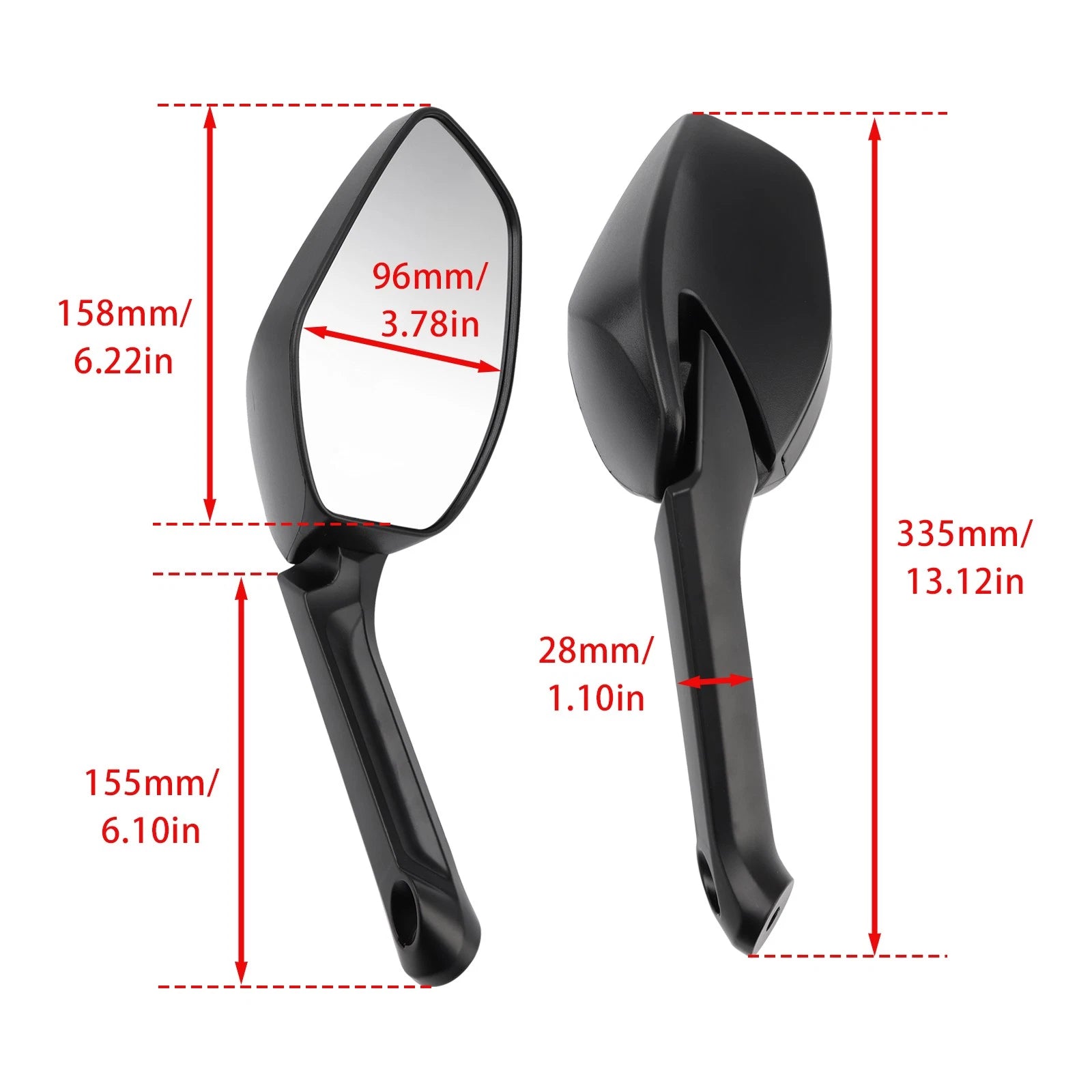Rear View Mirror Pair for Ducati Multistrada 1200/S (2010–2018), MTS 950, 1260 (2017–2020)