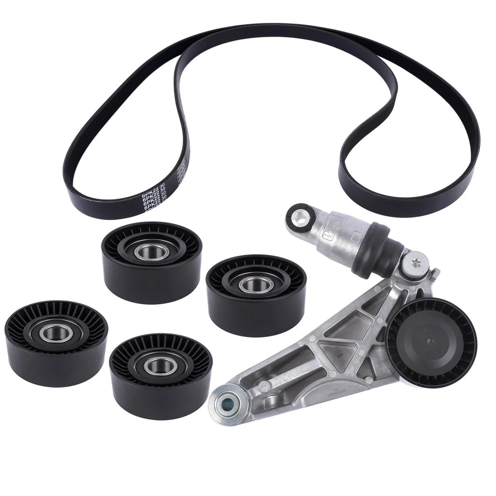6Pcs Drive Belt Kit with Tensioner & Idler Pulleys for Jeep Wrangler JK (2012–2018)