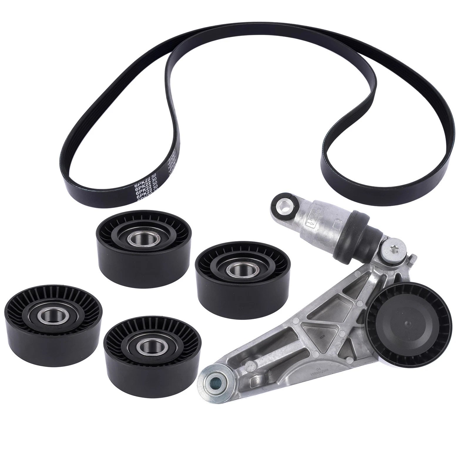 6Pcs Drive Belt Kit with Tensioner & Idler Pulleys for Jeep Wrangler JK (2012–2018)