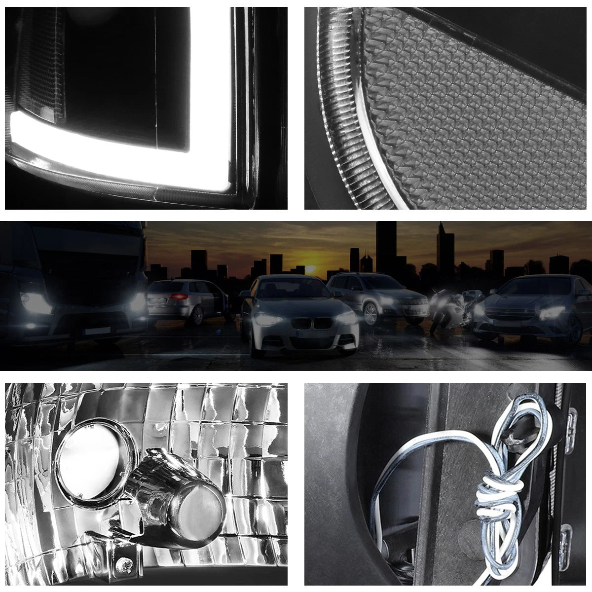Dual L-Bar LED Headlight for Dodge Ram (1994–2002) - Black Housing, Clear Corner