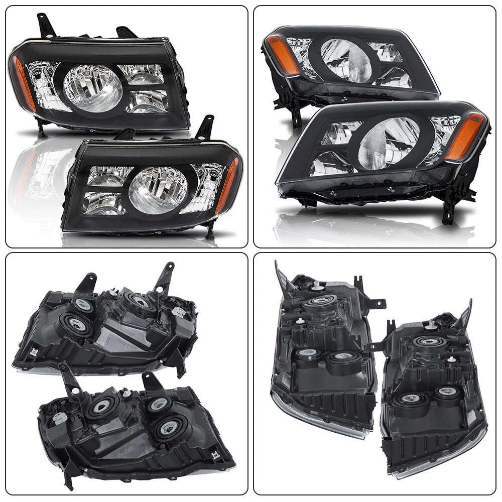 Pair Black Headlights for Honda Pilot (2009–2011)
