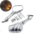 Chrome LED Skull Rearview Mirrors for Honda Suzuki Kawasaki