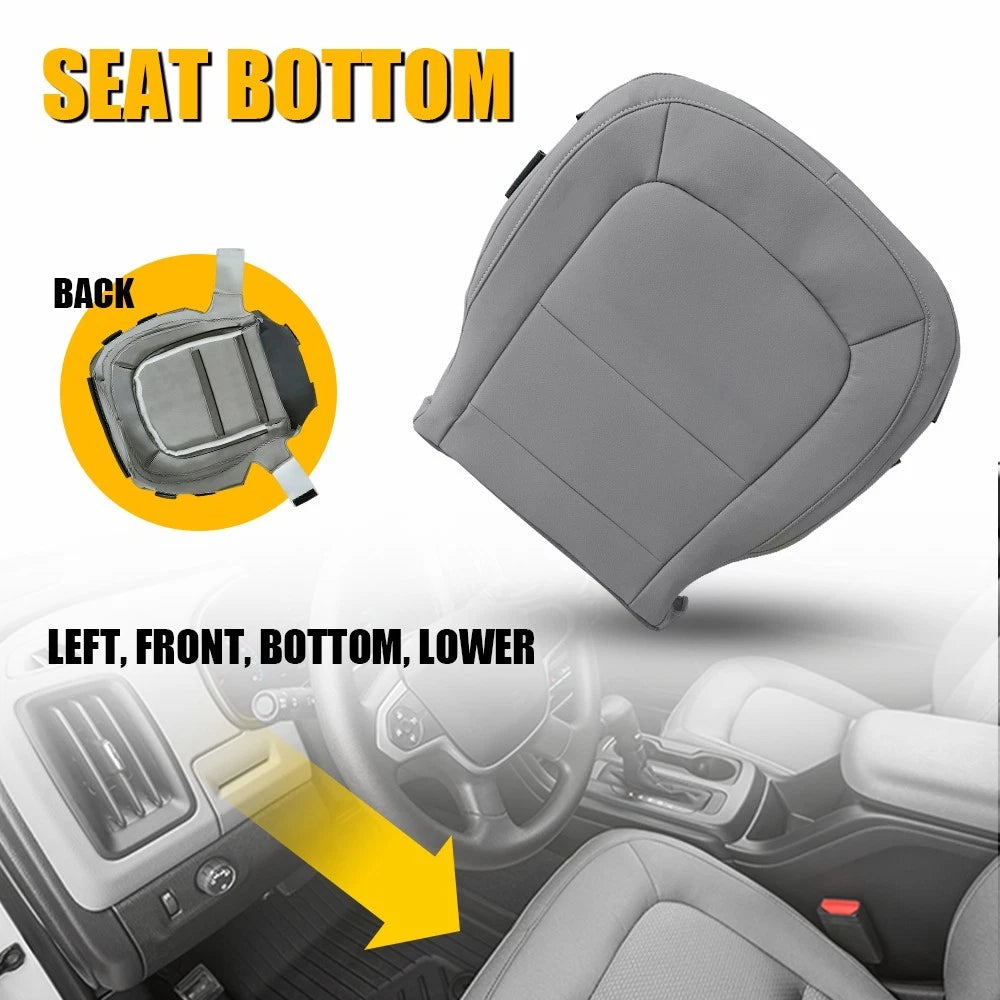 Left Lower Seat Cover for GMC Canyon, Chevy Colorado (2015–2022) Gray Leather